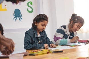 Young student in an art classroom